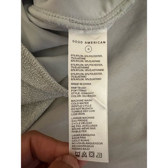 Good American '90s Hot Shoulder‎ One Piece in Silver Size 3 Brand New - Picture 12 of 12